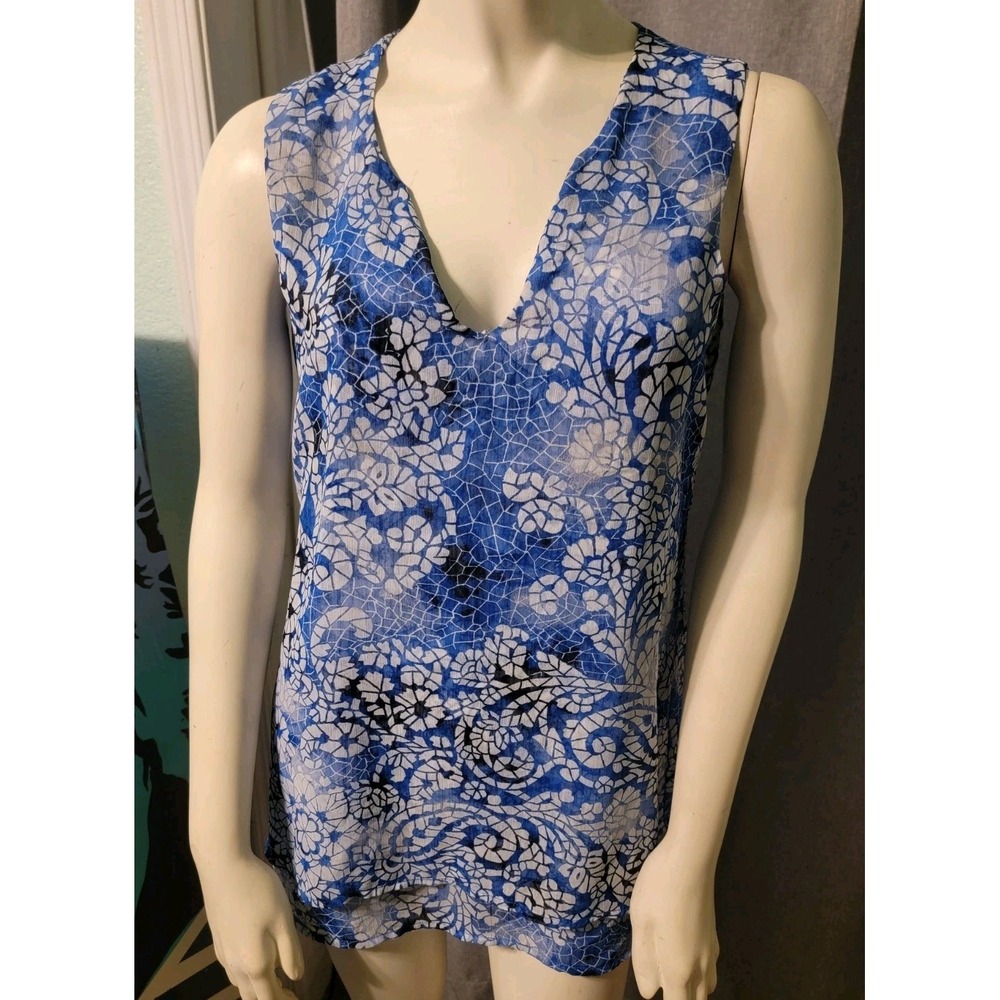 Whimsy Chiffon Fever A Line sleeveless Blouse Blue Mosaic Glass XS Fairy
